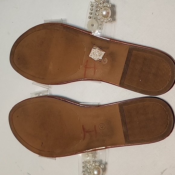 Pearl Embellished Clear Sandals, Size 43/11.5 - Picture 9 of 10